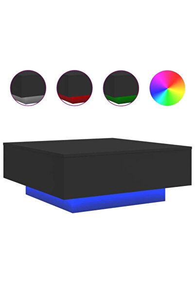 vidaxl Măsuță de cafea cu lumini LED, negru, 80x80x31 cm