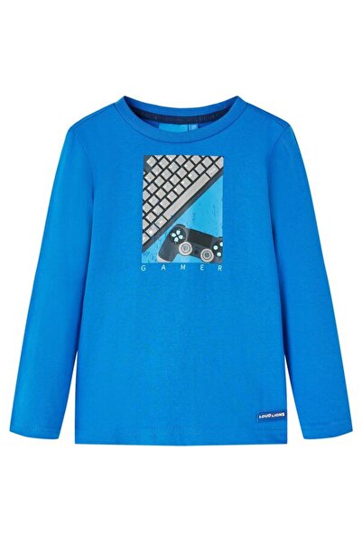 vidaxl Tricou cu mânecă lungă pentru copii, albastru cobalt, 128