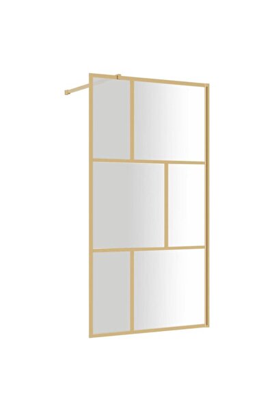vidaxl Paravan de duș tip walk-in, auriu, 115 x 195 cm, sticlă ESG transparentă