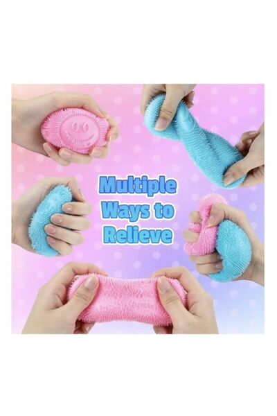 MASHASHOP Jucărie antistres, Minge antistres Squishy Fuzz, albastru, 5,5 cm