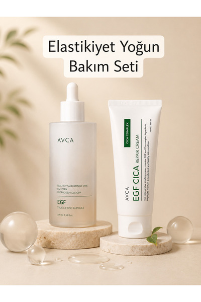 AVCA EGF & PDRN Elastikiyet Yoğun Bakım Seti (100 ml ampul + 100 ml krem) - E...