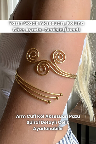 Elifsu Jewelry Armcuff Bilekliği Pazu Bilekliği Sarmal Detaylı Ayarlanabilir