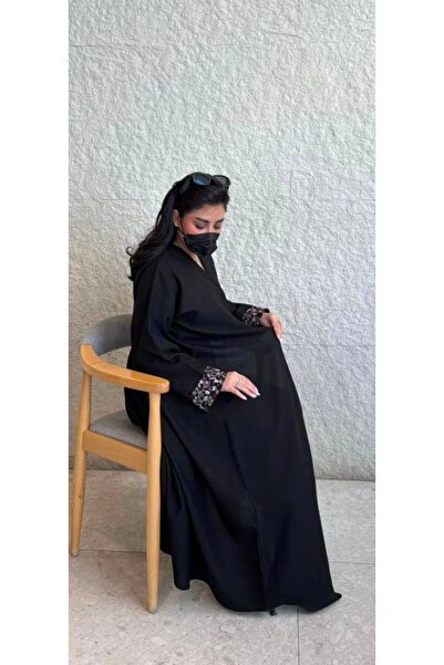 Sabaya Abaya and Tine - Original Crepe Black Fuchsia