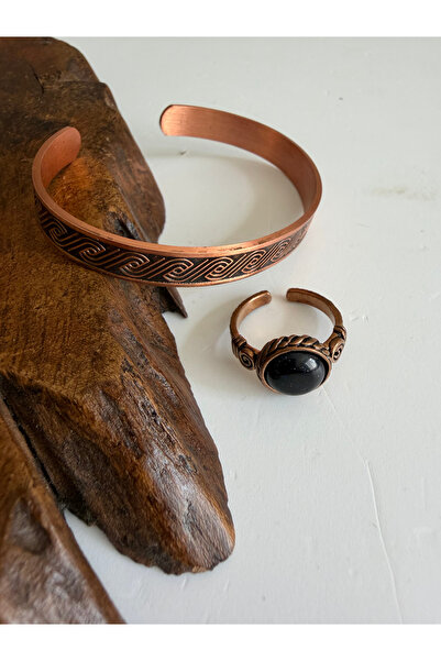 Rupen Kraft Natural star stone 100% pure copper bracelet ring combination adj...