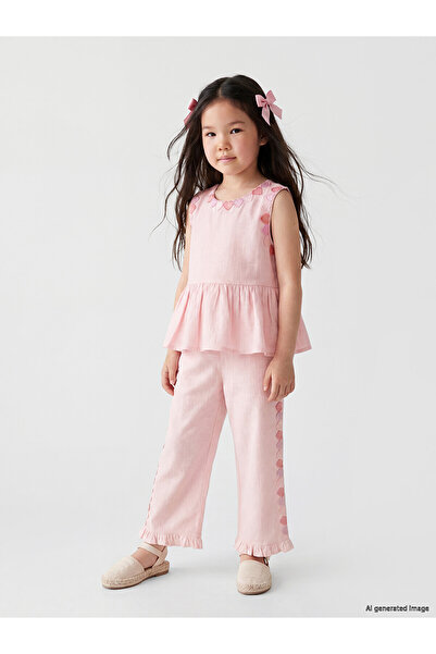 LC Waikiki Seray New Season Girls' Heart Embroidered Trousers