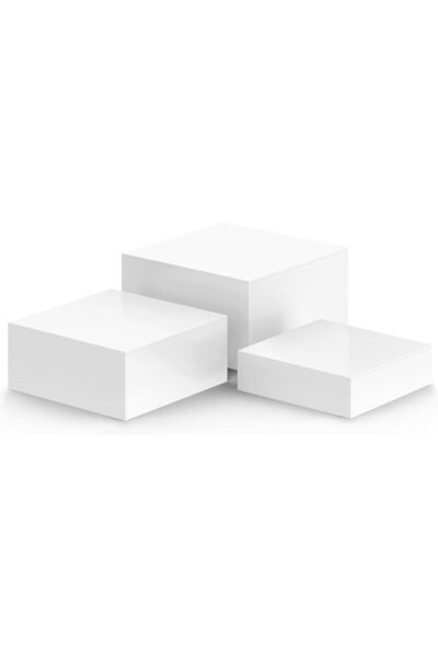 horoof home Set of 3 White Acrylic Buffet Risers, Cube Display Stands with Ho...