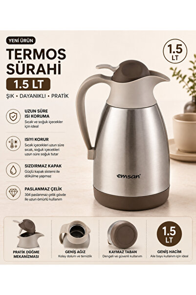 PALU GASTRO Brown Lid Steel Thermos 1.5 Lt