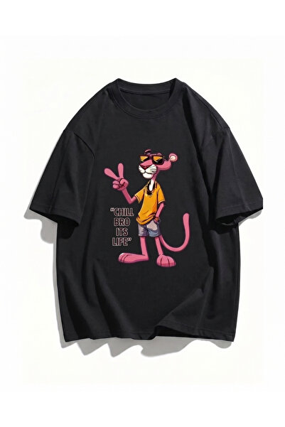 Touz Moda CHILL BRO ITS LIFE Printed Washed Oversized Vintage T-Shirt