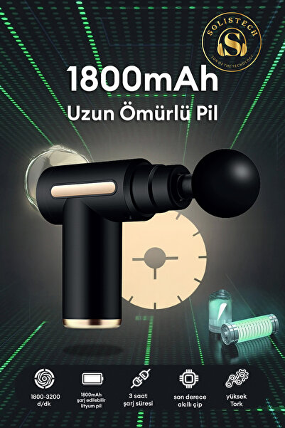 Solistech 6 Kademeli 4 Başlıklı Ayak Bacak Kol El Bel Sırt Boyun Masaj Aleti Profesyonel Compact Ergonomik