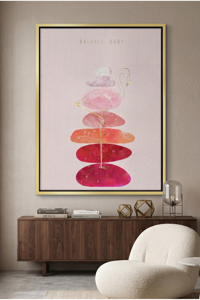 Jasmine Art Watercolor Flamingo Abstract Wall Art | Framed Canvas Print with ...