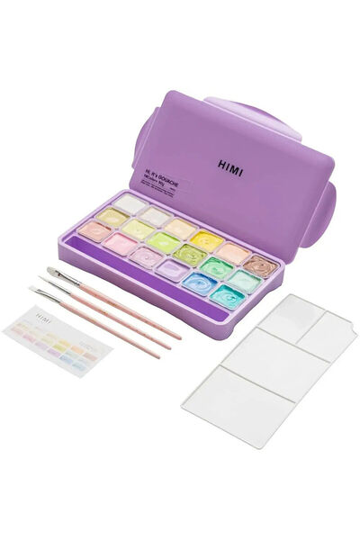 HIMI HIMI Jelly Cup Gouache Set Pastel Renkler Guaj Boya Seti 18 Renk x 30 gr...