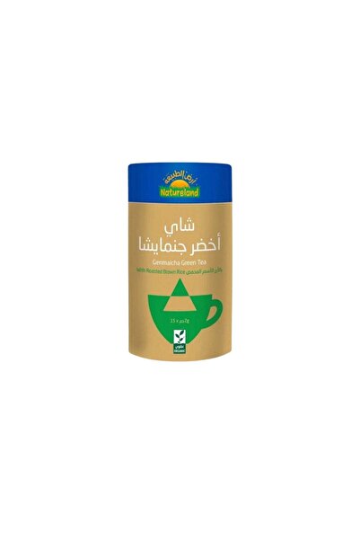 natureland شاي أخضر جنمايشا بالأرز الأسمر المحمص 30 جرام 15 كيس × 2 جم من أرض...