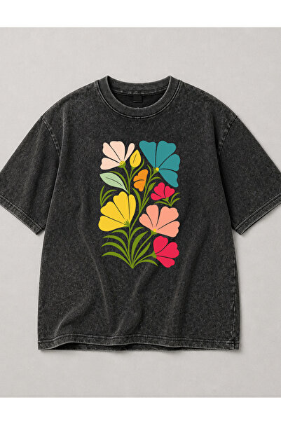 Pink Sky Acid Washed Oversize Unisex T-Shirt Washed Vintage Street Style Stre...