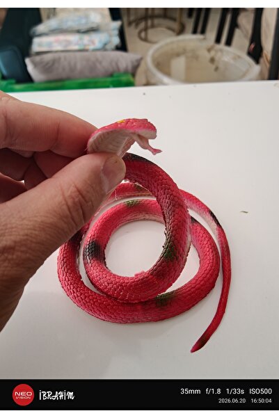 ASLANKAR 70 cm elastik gerçekçi Yılan kırmızı renk hayvan fiğürü