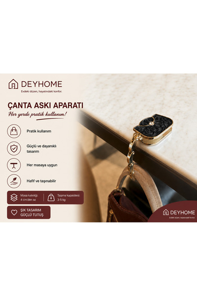 DEYHOME Foldable Bag Hanger, Table Edge Bag Holder, Portable Bag Hook, Bag Model