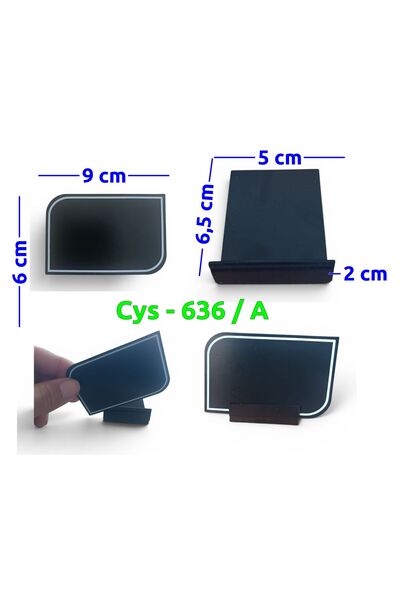 CYS ETİKET Cs- 636A Silinebilir Siyah Etiket Ayaklı Arkaya Yatık 6 X 9 cm Kaf...