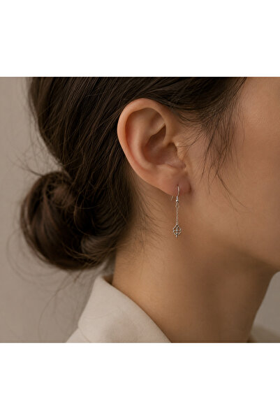 Liora De Mar Minimal Clover Dangle Brass Earrings |   Elegant Chain Detailed ...