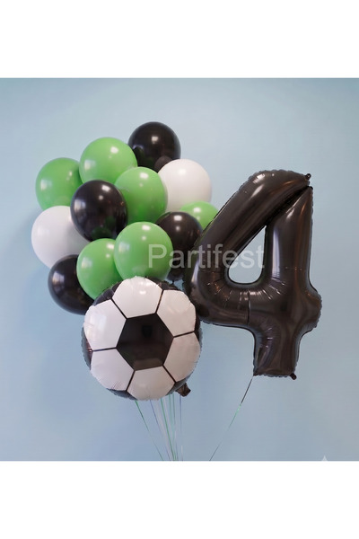 Partifest Football Concept Birthday Balloon Set - Fan Bouquet with Black Foil...