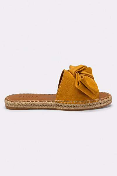 Suren bysrnshoes Taksim Hakiki Deri Fiyonk Detaylı Kadın Espadril Terlik