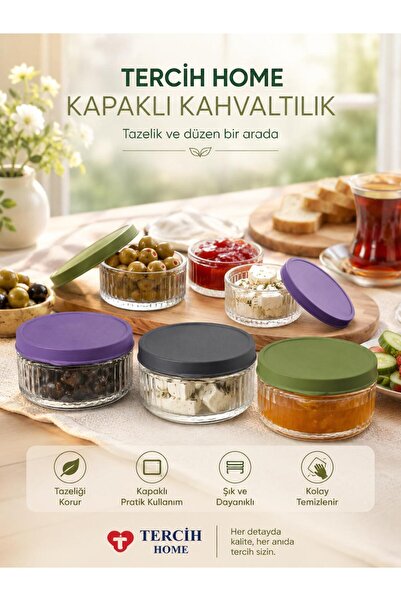 Tercih Home 6-Piece Airtight Glass Breakfast Set - 140 Cc |   Colorful Lid, L...