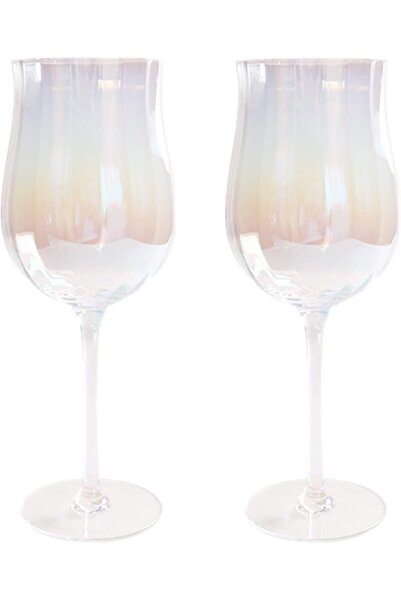 HYGEIAN Colored Wine Glass Set of 2, 400ml Rainbow Wine Glass, Crystal Red Wi...