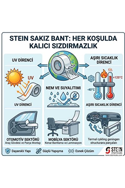 STEİN SST310 UV DİRENÇLİ, ISI DAYANIMLI, NEM VE SU YALITIMI SAĞLAYAN GUM TAPE - SAKIZ BANT 48mm*1ad.