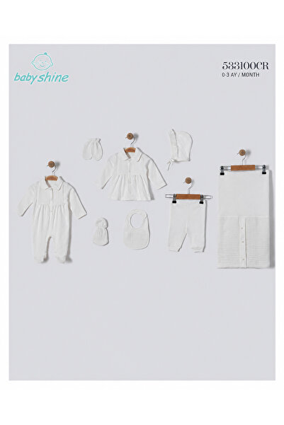 Baby shine طقم استقبال مولود بناتي تركي قطني100% فاخر - 8 قطع - 3100
