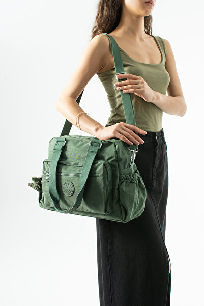 DUOMİNO Klinkır Multi-Pocket Water-Resistant Black Crinkle Shoulder Bag / Sho...