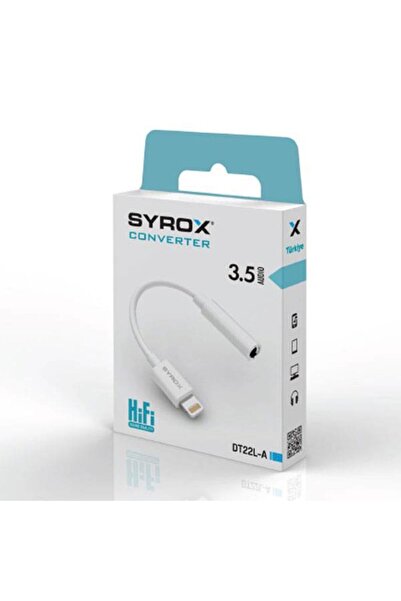 Syrox DT22L-A Lightning to 3.5mm Kulaklık Dönüştürücü AUX Adaptör iPhone Uyum...