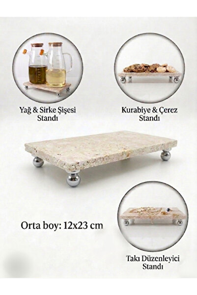Trend Silver Natural Travertine Stone Oil Container, Presentation Container, ...