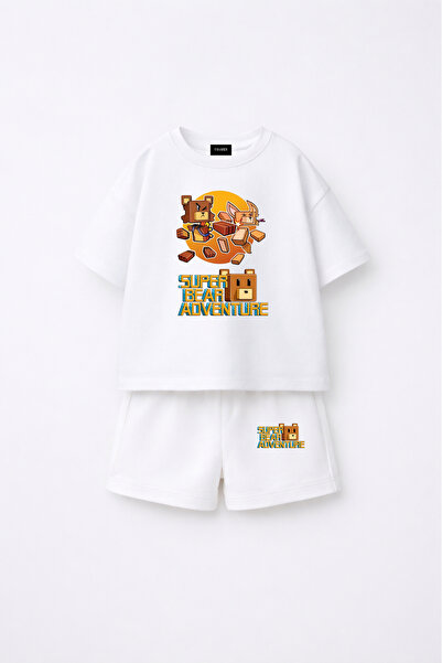 fasardi Super Bear Adventure Super Bear Printed Oversized 100% Cotton Short S...