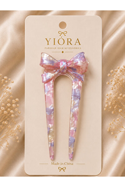yiora Premium Series Imported Bone Luxury Acetate Bow Detailed U-Shaped Bun H...