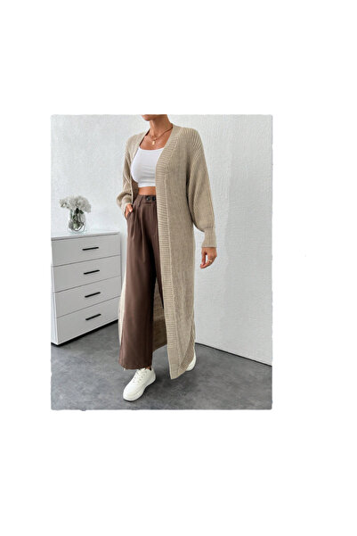 kılıçbey tekstil Women's Long Thessaloniki Knitted Cardigan Without Buttons