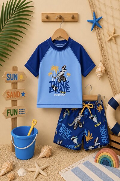DeKuBaby New Season Cute Character Printed Two-Piece Diving Fabric -Uv Protec...