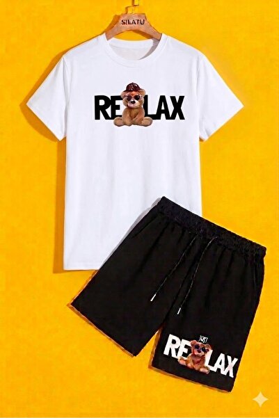 SILATU طقم شورت تي شيرت بأكمام قصيرة وياقة دائرية مطبوعة من RELAX