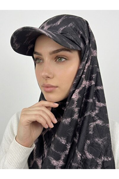 İSTDONATELLA Şapkalı Boneli Hazır Şal - Leopar Desen - Hijab Üstü Kullanılabi...