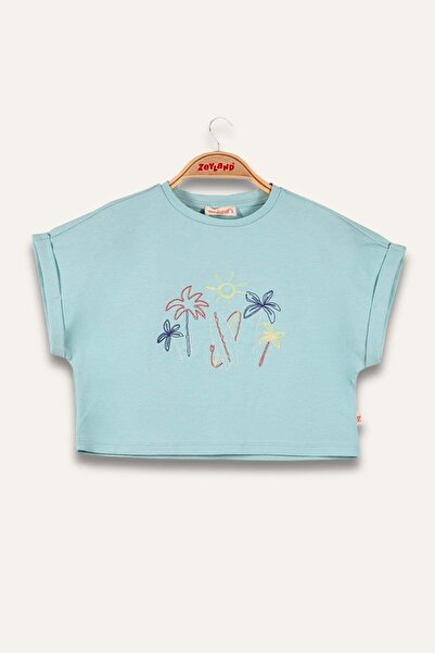 Zeyland Girl's Embroidered Crop T-Shirt
