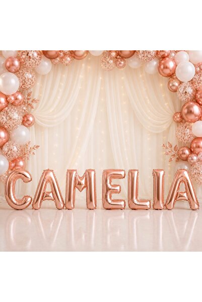 OEM Baloane Litere Nume CAMELIA, Rose Gold, Folie Metalizată 40 cm, Decor Ele...