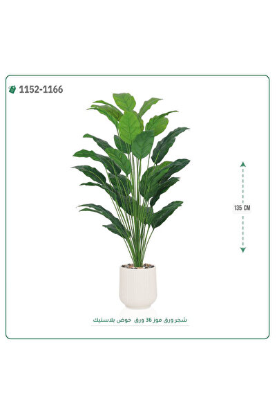 OEMS شجر ورق موز صناعية حوض بلاستك { ارتفاع 135 سم }