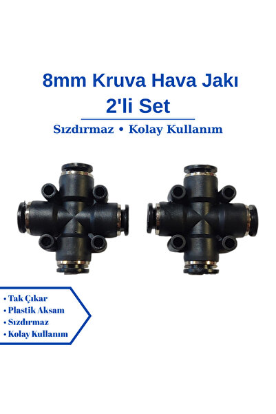 EMC 8mm Kruva Bağlantı - 4 Yollu Jak - Pnömatik Jak - 4 Yollu Hortum Jakı2'li...