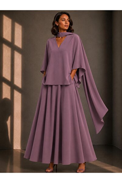 ALYEL NAKER Regular Kimono Sleeve Blouse & Midi Full Circle Skirt Top & Botto...