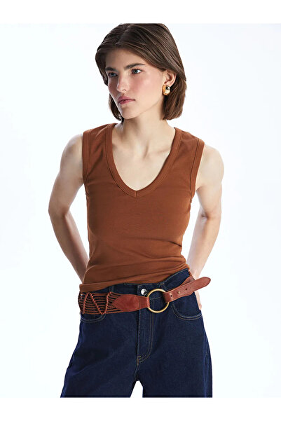 LC Waikiki Brown V-Neck Women's Tank Top