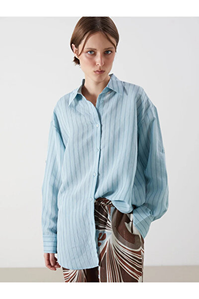 LC Waikiki Blue Striped Women's Shirt