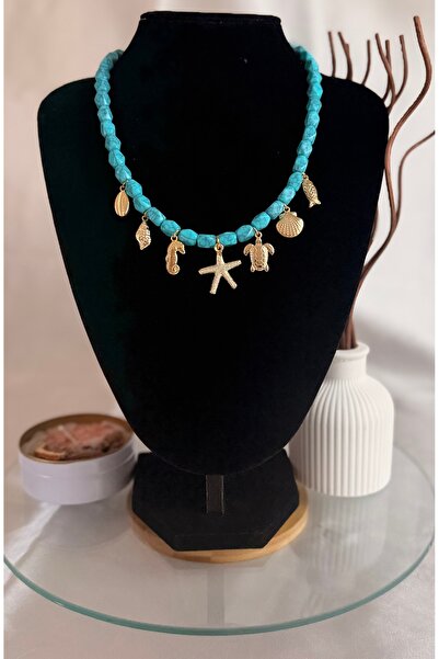 ANKA JEWELLRY قلادة تشوكر بتصميم البحر مرصعة بحجر الفيروز