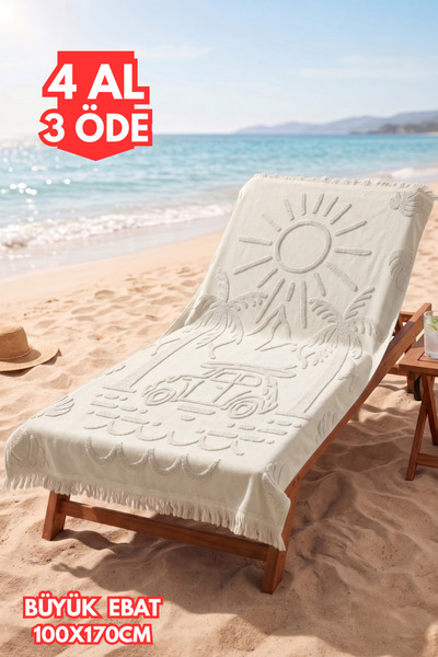 kennylake selection %100 Pamuk Plaj Havlusu 100x170 cm | Kabartma Desenli, Pü...