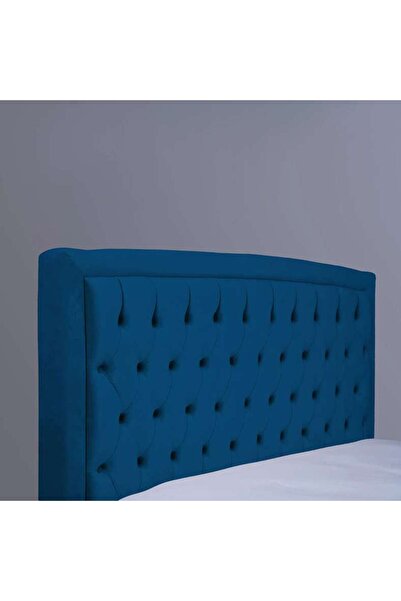 PAN HOME لوح رأس السرير من ماركة بيانكا، مخمل أزرق، مقاس L-140: ارتفاع 125 سم