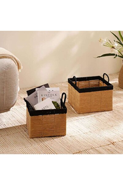 PAN HOME سلة تخزين كيفن من قطعتين 35x35x25-30x30x23 سم - لون طبيعي