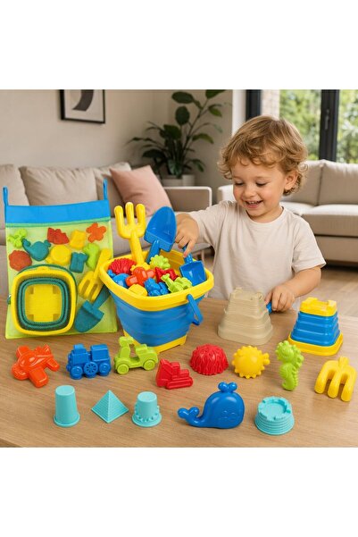 Generic 18 Piece Plastic Sand Play Set Beach Bucket Shovel Molds Foldable Por...