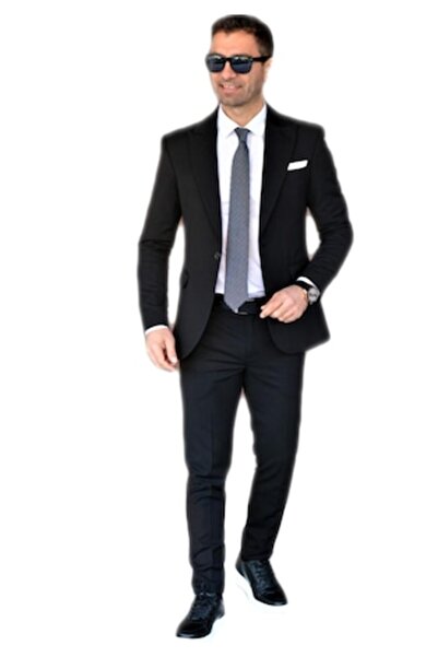 Sunt Romanesc Costum bărbătesc, slim fit, casual, negru, mărimea M