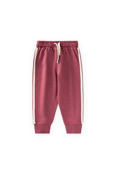 Cigit Stripe Detailed Tracksuit 1-10 Years Old Burgundy